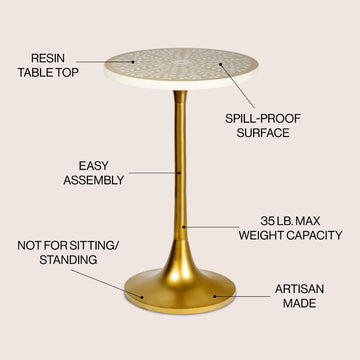 Nysha 25" Modern Bohemian Metal/Resin Inlay Top End Table